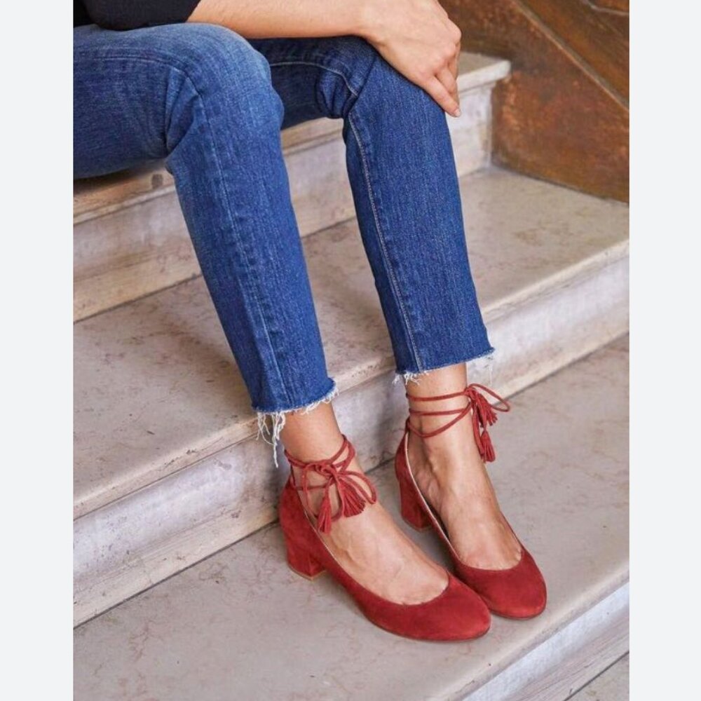 Sézane Valentina Babies in Crimson Suede- size 7.5/38